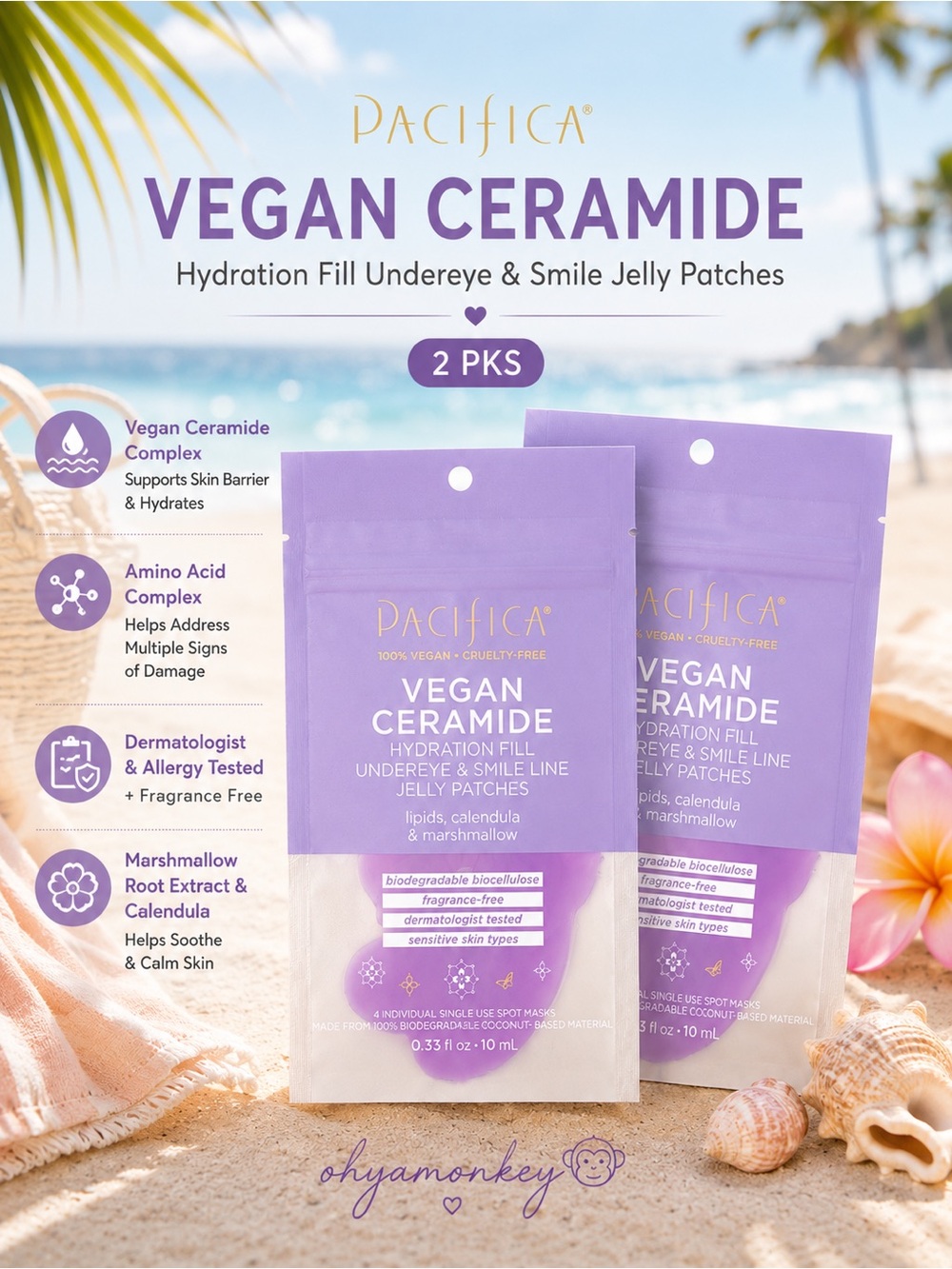 Pacifica Vegan Ceramide Undereye & Smile Jelly Patches x 2